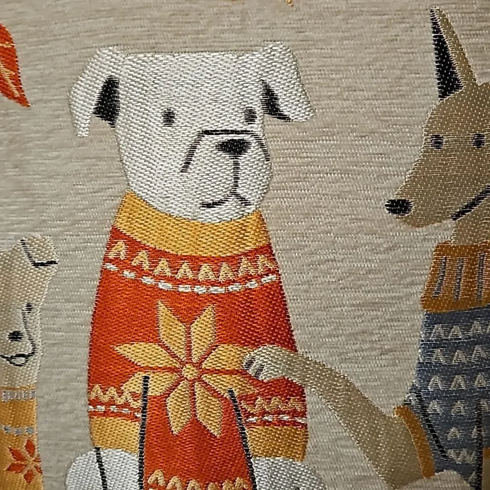 Fall Leaves & Dogs in Sweaters Decor Pillow NWT